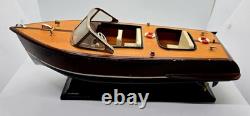 Vintage Chris Craft Style Wooden Model Speed Boat Display Nautical Decor