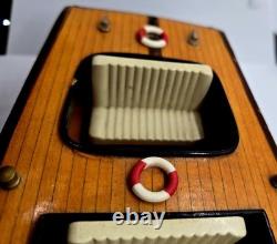 Vintage Chris Craft Style Wooden Model Speed Boat Display Nautical Decor