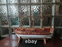 Vintage Custom Scale CLIPPER BOAT MODEL 3 Mast Ship 28 Handmade Wood Model sail