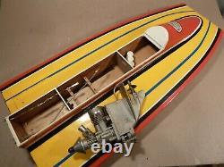 Vintage Dumas Deep Racing Boat Model 23 long with outboard motor