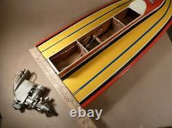 Vintage Dumas Deep Racing Boat Model 23 long with outboard motor