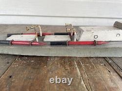Vintage FOLK ART Toy WOOD BOAT Handmade Model Warship PT10 Torpedo Boat Navy