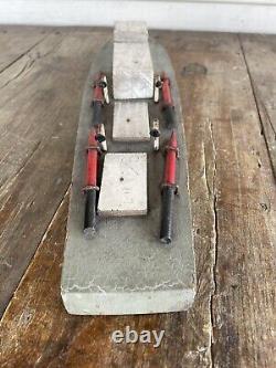 Vintage FOLK ART Toy WOOD BOAT Handmade Model Warship PT10 Torpedo Boat Navy