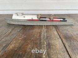 Vintage FOLK ART Toy WOOD BOAT Handmade Model Warship PT10 Torpedo Boat Navy