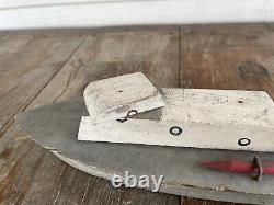 Vintage FOLK ART Toy WOOD BOAT Handmade Model Warship PT10 Torpedo Boat Navy