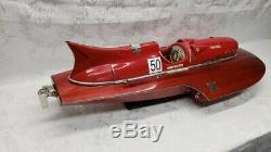 Vintage Ferrari Hydroplane Model Boat with Rare White Leather