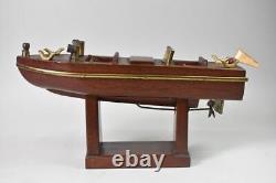 Vintage Folk Art Wood Speed Boat Model Circa 1949