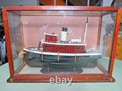 Vintage Folk Art Wood Tugboat Augusta Of Baltimore 20 Hand Built Model In Case