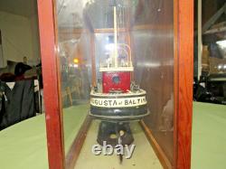 Vintage Folk Art Wood Tugboat Augusta Of Baltimore 20 Hand Built Model In Case