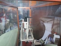 Vintage Folk Art Wood Tugboat Augusta Of Baltimore 20 Hand Built Model In Case