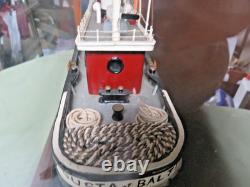 Vintage Folk Art Wood Tugboat Augusta Of Baltimore 20 Hand Built Model In Case