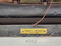 Vintage Fragata Espanola Ano 1780 Wooden Spanish Warship Model Ship Boat 24x27