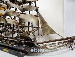 Vintage Fragata Espanola Ano 1780 Wooden Spanish Warship Model Ship Boat 24x27