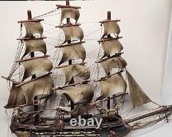 Vintage Fragata Espanola Ano 1780 Wooden Spanish Warship Model Ship Boat 24x27