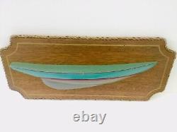 Vintage Half Hull Wooden Boat On Wall Mount Blue Paint