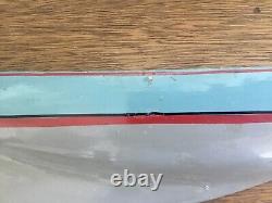 Vintage Half Hull Wooden Boat On Wall Mount Blue Paint