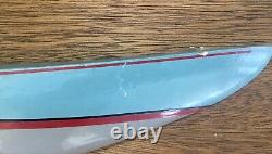 Vintage Half Hull Wooden Boat On Wall Mount Blue Paint