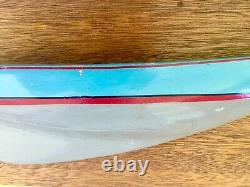 Vintage Half Hull Wooden Boat On Wall Mount Blue Paint