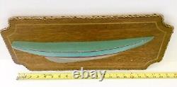 Vintage Half Hull Wooden Boat On Wall Mount Blue Paint