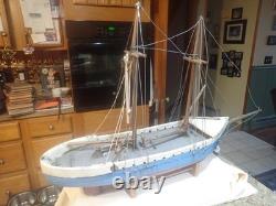 Vintage Handmade Boat Ship, Wood Wooden Model Boat 39 long