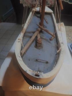Vintage Handmade Boat Ship, Wood Wooden Model Boat 39 long