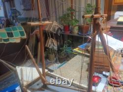 Vintage Handmade Boat Ship, Wood Wooden Model Boat 39 long