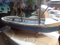 Vintage Handmade Boat Ship, Wood Wooden Model Boat 39 long