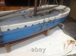 Vintage Handmade Boat Ship, Wood Wooden Model Boat 39 long