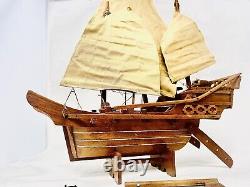 Vintage Handmade Wooden Chinese Junk Boat Model