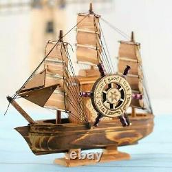 Vintage Handmade Wooden Model Clipper Sailing Ship Wood Sail Boat Nautical Decor