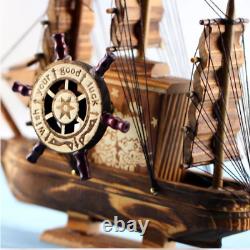 Vintage Handmade Wooden Model Clipper Sailing Ship Wood Sail Boat Nautical Decor