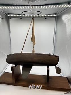 Vintage Handmade Wooden Model Sailboat Pond Boat Parts 29x18x5 With Wood Stand