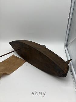 Vintage Handmade Wooden Model Sailboat Pond Boat Parts 29x18x5 With Wood Stand