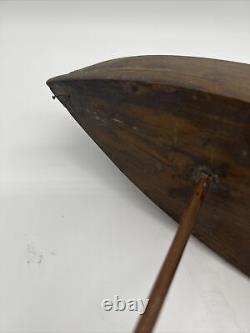 Vintage Handmade Wooden Model Sailboat Pond Boat Parts 29x18x5 With Wood Stand