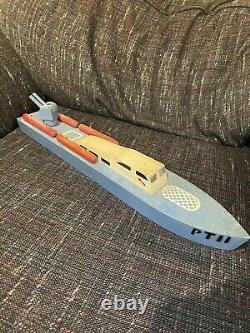 Vintage Homefront WWII PT Boat toy model, wooden boat, folk art, PT 11