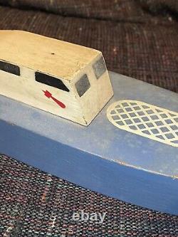 Vintage Homefront WWII PT Boat toy model, wooden boat, folk art, PT 11