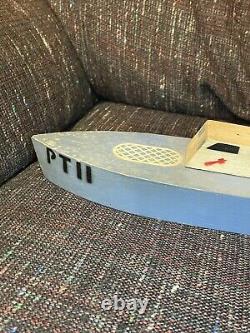 Vintage Homefront WWII PT Boat toy model, wooden boat, folk art, PT 11