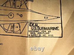 Vintage Ideal U. S. Submarine 24 Balsa Wood Model Kit UNASSEMBLED