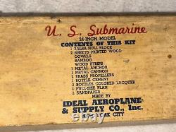 Vintage Ideal U. S. Submarine 24 Balsa Wood Model Kit UNASSEMBLED