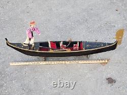 Vintage Italian Gondola Replica Model Venice Italy Wooden Boat Handmade 40 Long