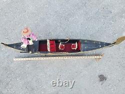 Vintage Italian Gondola Replica Model Venice Italy Wooden Boat Handmade 40 Long