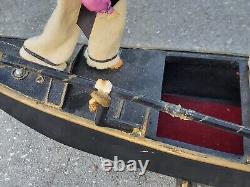 Vintage Italian Gondola Replica Model Venice Italy Wooden Boat Handmade 40 Long