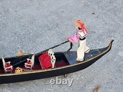 Vintage Italian Gondola Replica Model Venice Italy Wooden Boat Handmade 40 Long