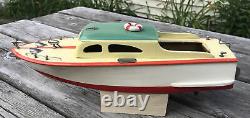 Vintage JAPANESE BATTERY OPERATED WOODEN SCALE MODEL BOAT 1950'S