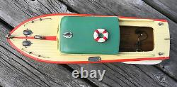 Vintage JAPANESE BATTERY OPERATED WOODEN SCALE MODEL BOAT 1950'S