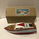 Vintage Japanese Battery Operated Wooden Scale Model Boat 1950's With Box