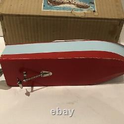 Vintage JAPANESE BATTERY OPERATED WOODEN SCALE MODEL BOAT 1950'S With BOX