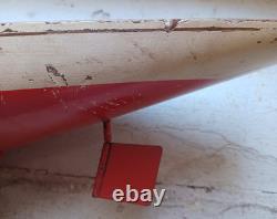 Vintage Jacrim Antique Wood Pond Yacht Sail Boat Hollow Hull with Lead Keel