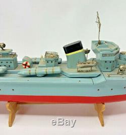 Vintage Japan Destroyer Ship Boat Wood Model TMY ITO With Wood Crate 19-2404