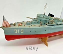 Vintage Japan Destroyer Ship Boat Wood Model TMY ITO With Wood Crate 19-2404